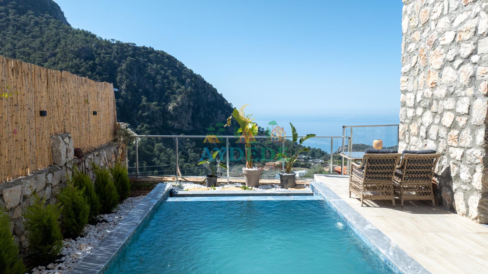 Fethiye Ovacık deniz manzaralı villa - sonsuzluk havuz ve Ölüdeniz manzarası