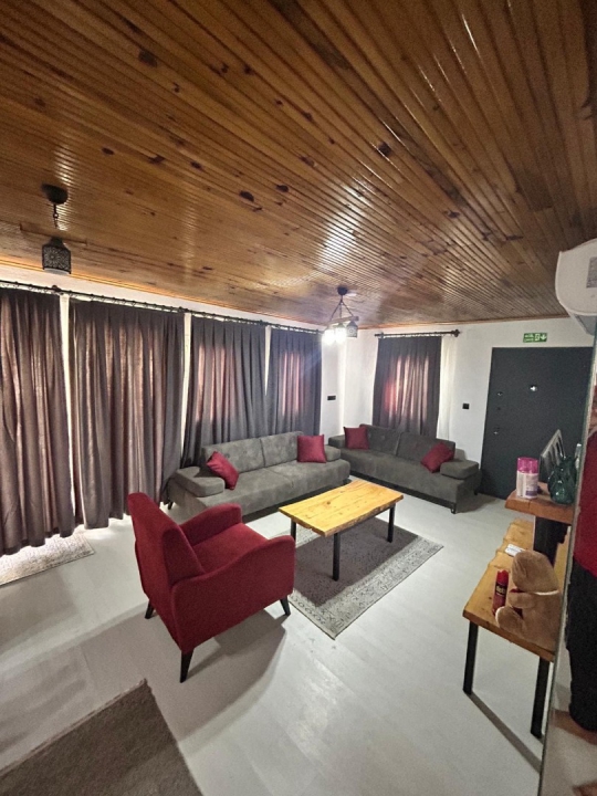 Kirme'de  günlük kiralık villa geniş salon ve şık dekorasyon detayları ile Villa Dark