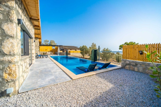 Lüks kiralık villanın sonsuzluk havuzu ve muhteşem doğa manzarası