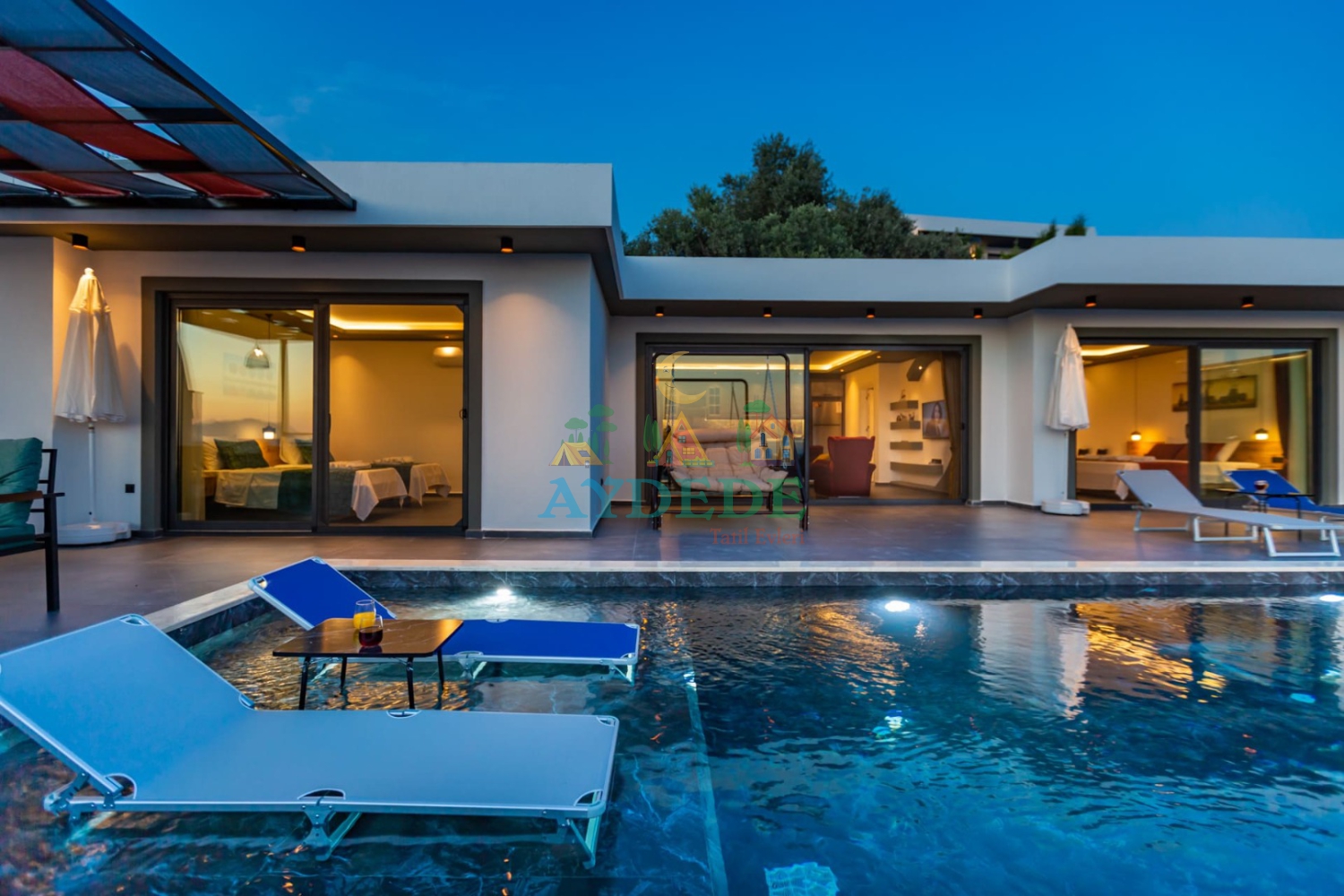 Villa Valen Kalkan Üzümlü korunaklı özel havuz ve modern villa dış cephe