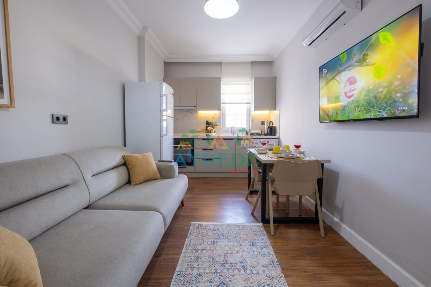 Fethiye Patlangıç Han Apart 2 salon, açık mutfaklı modern yaşam alanı